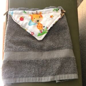 Grey Terry Cloth and baby themed dog bib
